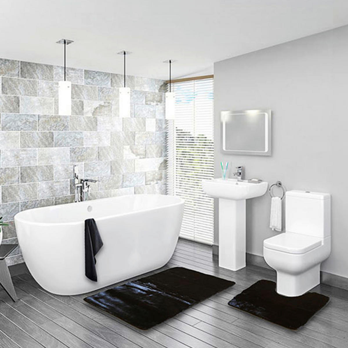 FÜRDŐSZOBASZŐNYEG   fekete   - fekete, Basics, textil (120/2/70cm)