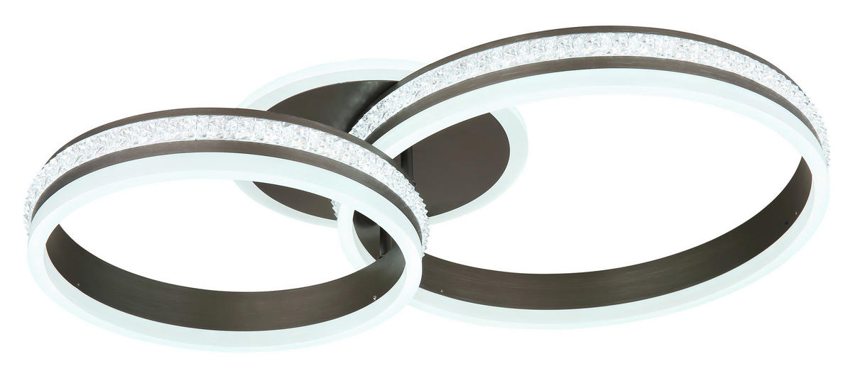 LED-DECKENLEUCHTE 50 W    65/40/14 cm  - Klar/Titanfarben, Design, Kunststoff/Metall (65/40/14cm) - Globo
