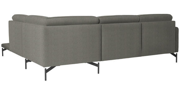 ECKSOFA in Flachgewebe, Struktur Graubraun  - Anthrazit/Graubraun, Design, Textil/Metall (254/230cm) - Ambiente