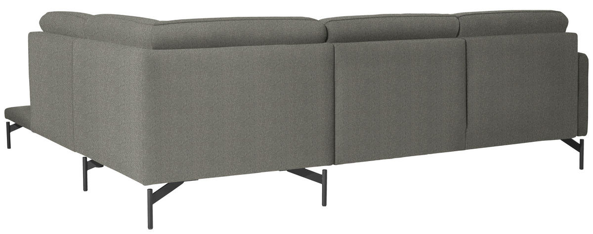 ECKSOFA in Flachgewebe, Struktur Graubraun  - Anthrazit/Graubraun, Design, Textil/Metall (254/230cm) - Johann Jakob