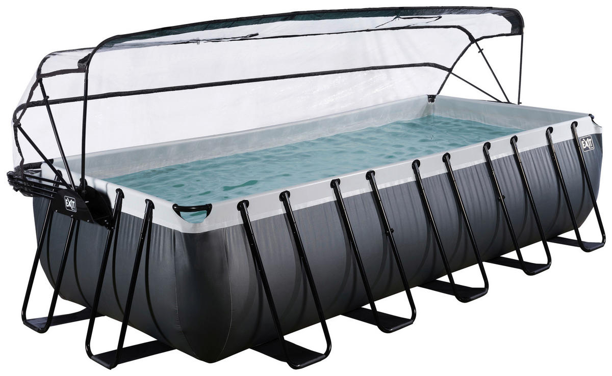 POOL-SET BLACK 540/250/122 cm  - Schwarz, KONVENTIONELL, Metall (540/250/122cm) - EXIT Toys