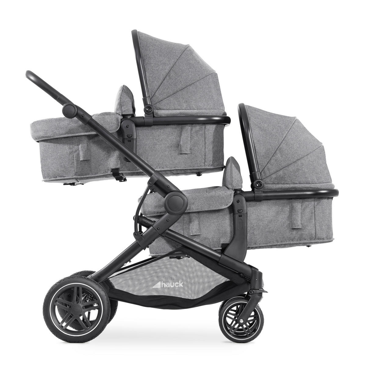 ZWILLINGSWAGEN ATLANTIK TWIN  - Schwarz/Grau, Basics, Textil/Metall (125/64/108cm) - Hauck