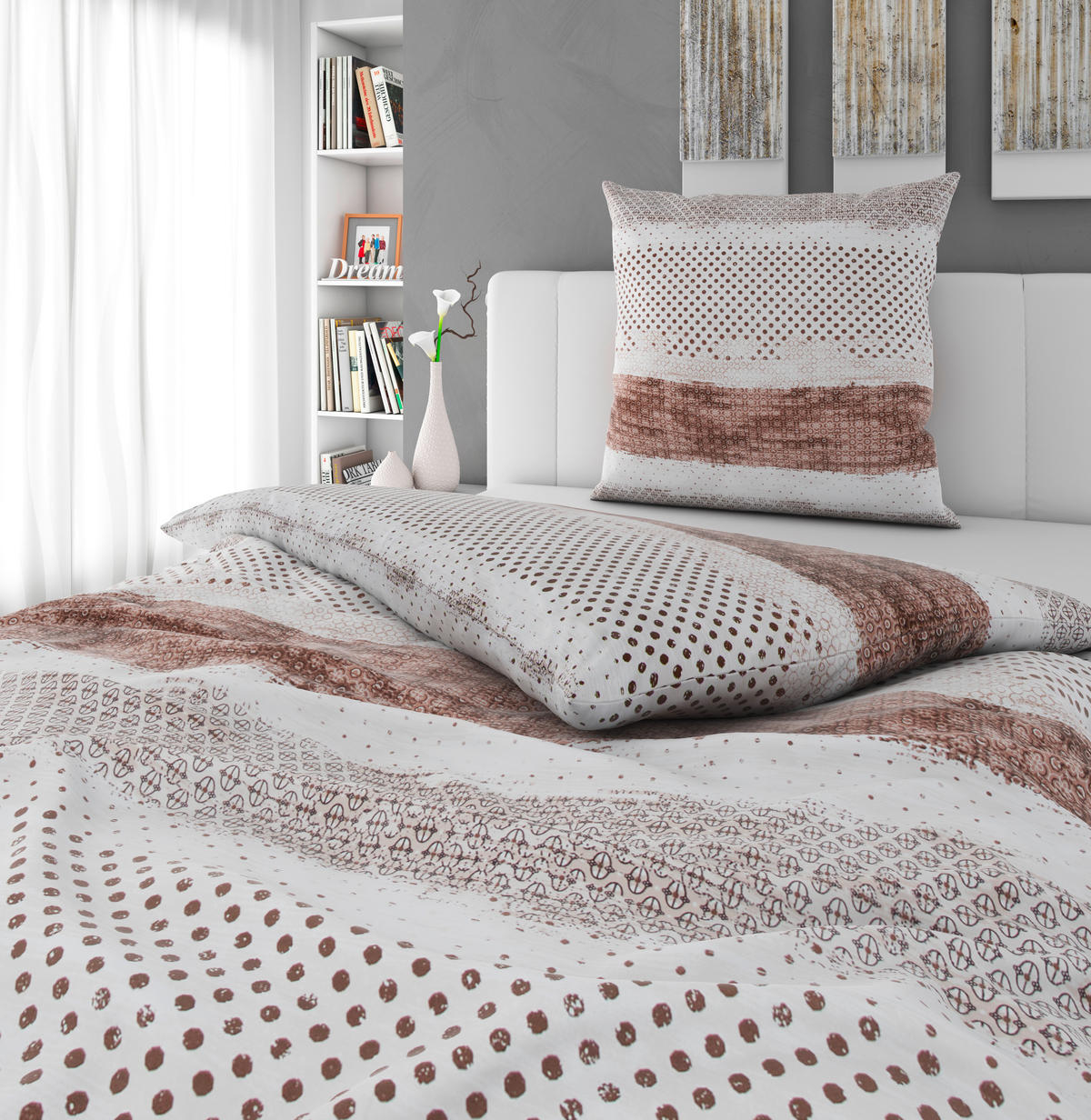 BETTWÄSCHE Valdes Satin 135/200 cm  - Braun/Weiß, KONVENTIONELL, Textil (135/200cm) - Novel