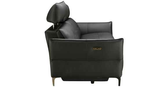 2-SITZER-SOFA  in Echtleder Schwarz   - Schwarz, Design, Leder/Metall (191/98/101cm) - Novel