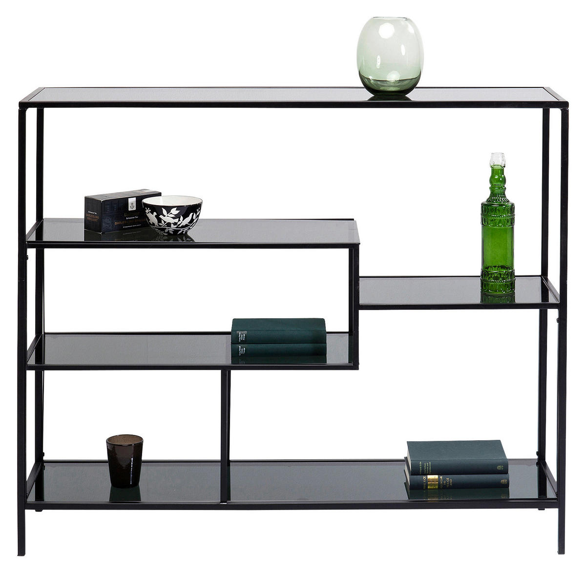 REGAL Anthrazit, Schwarz  - Anthrazit/Schwarz, Design, Glas/Metall (115/100/30cm) - Kare-Design