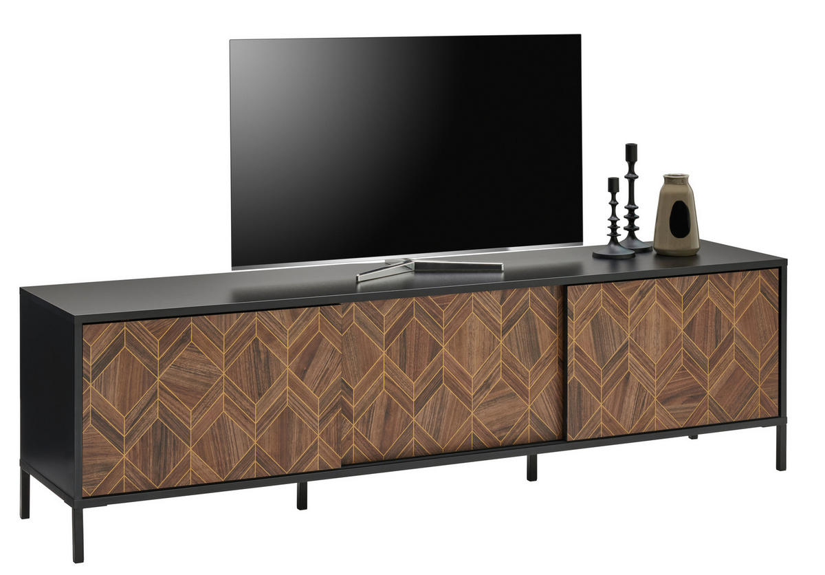 LOWBOARD  in 187,8/54/42 cm  - Goldfarben/Schwarz, Trend, Holzwerkstoff/Metall (187,8/54/42cm) - Hom`in