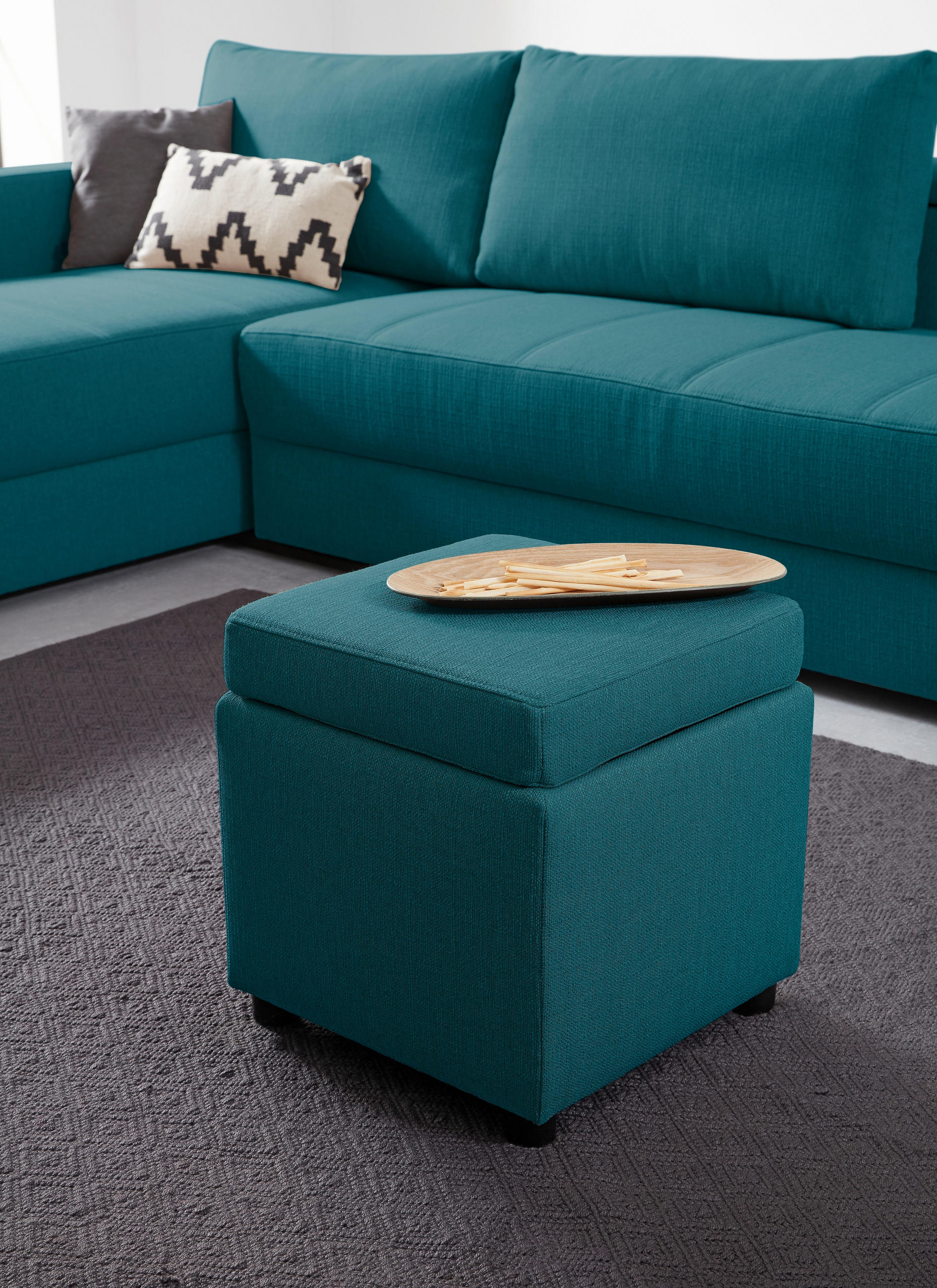 SITZBOX Uni - Petrol/Schwarz, Design, Kunststoff/Textil (45/47/45cm) - LOOKS by W.Joop