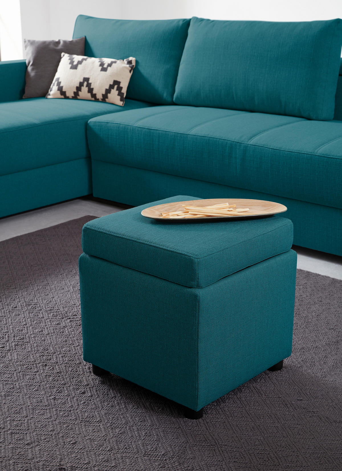 SITZBOX Uni  - Petrol/Schwarz, Design, Kunststoff/Textil (45/47/45cm) - LOOKS by W.Joop
