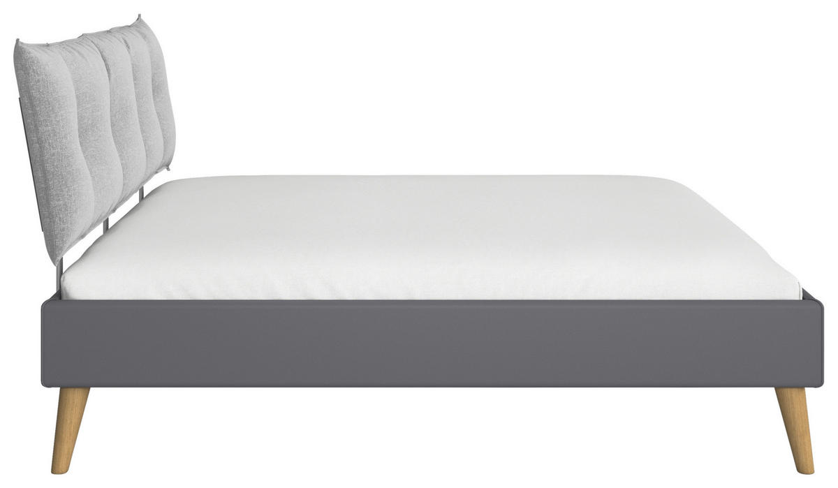 BETT 180/200 cm,  in Grau,  - Wildeiche/Grau, Design, Holz/Textil (180/200cm) - Carryhome