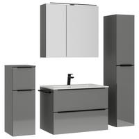 BADEZIMMER 5-teilig  in 141 cm  - Schieferfarben/Schwarz, MODERN, Holzwerkstoff/Stein (141cm) - Nobilia