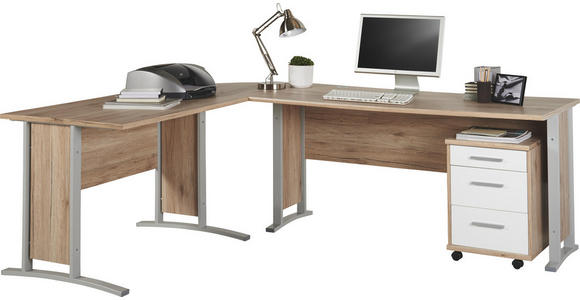 BÜRO - Eichefarben/Weiß, KONVENTIONELL, Holzwerkstoff (220/170cm) - Cantus