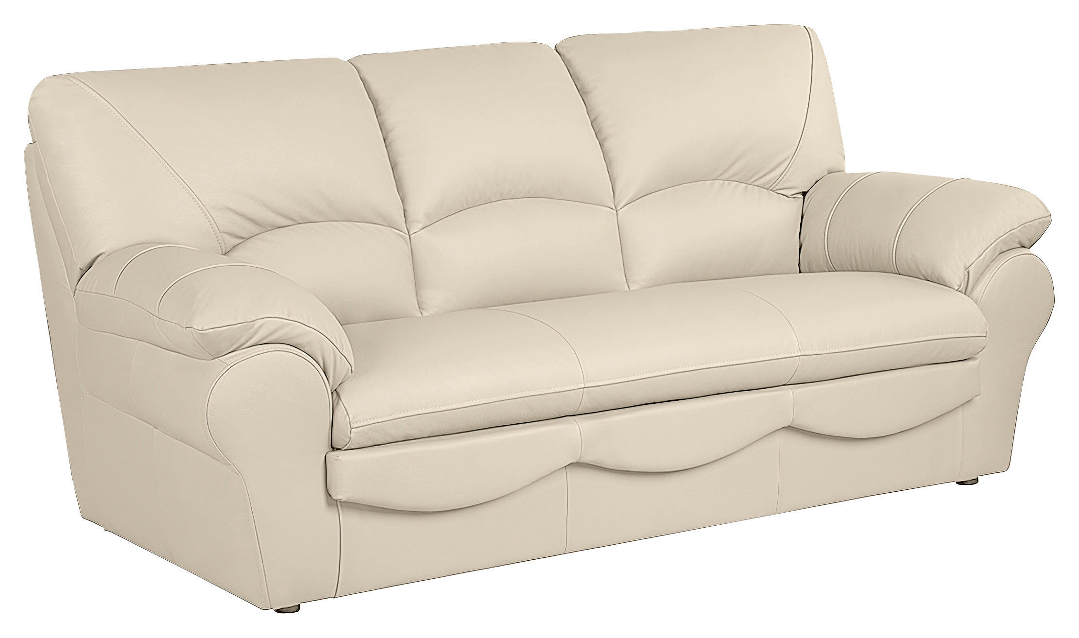 3-SITZER-SOFA Echtleder Beige  - Beige/Schwarz, Design, Leder/Kunststoff (205/92/85cm) - Livetastic