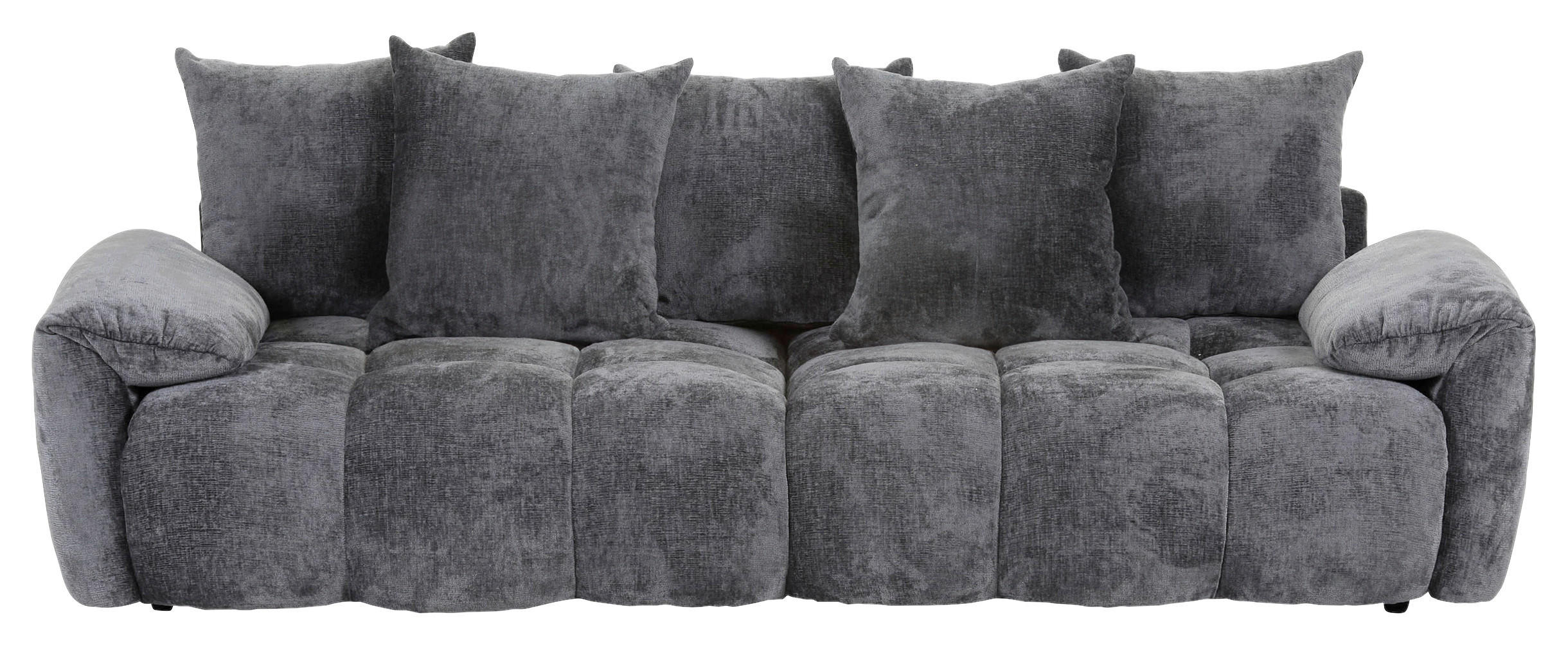 BIGSOFA Chenille Anthrazit  - Anthrazit/Schwarz, Design, Kunststoff/Textil (265/67/130cm) - home24