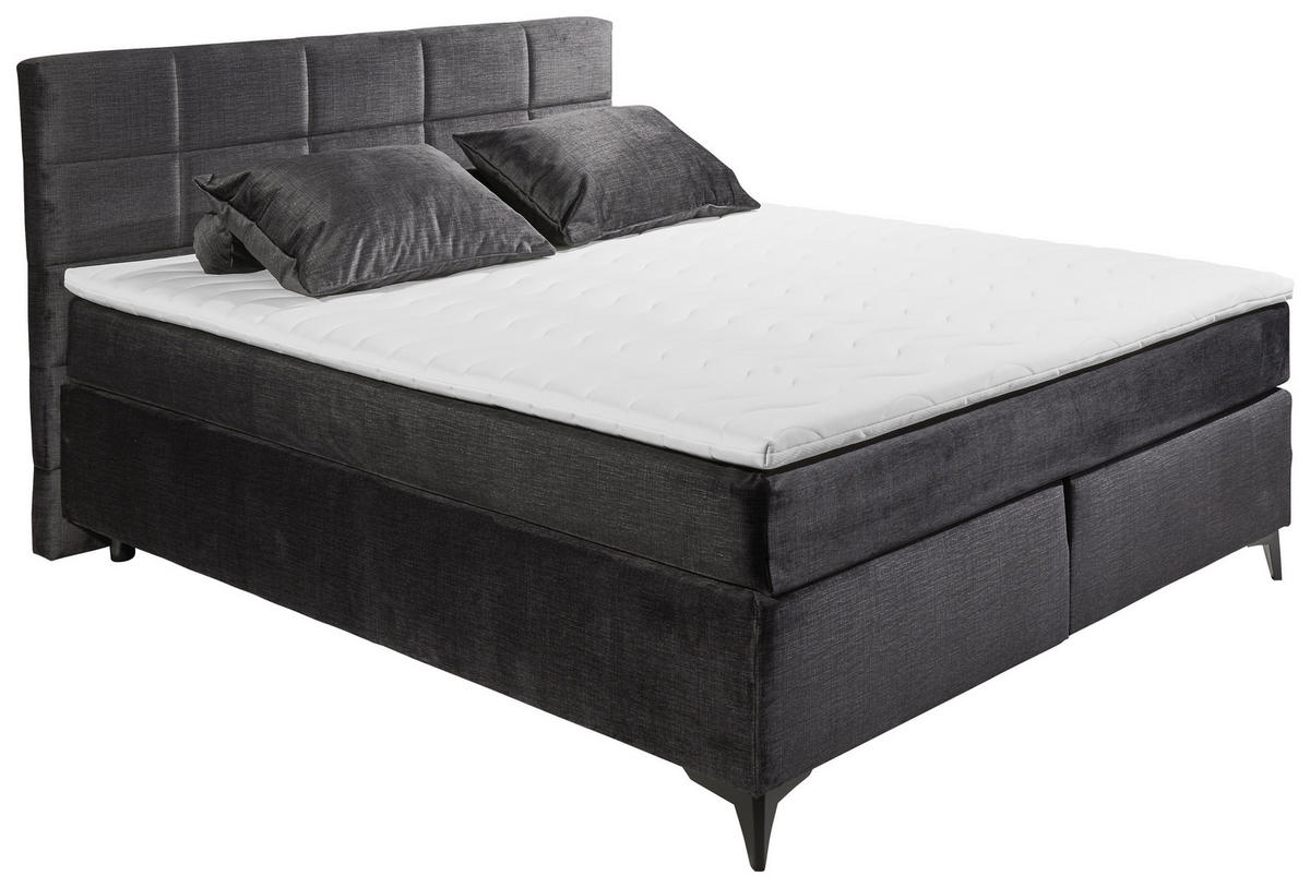 BOXSPRINGBETT 180/200 cm  in Schwarz  - Schwarz, Design, Holzwerkstoff/Kunststoff (180/200cm) - Xora