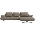 ECKSOFA  in Chenille Graubraun  334/168 cm  - Graubraun/Schwarz, Design, Textil/Metall (334/168cm) - Dieter Knoll