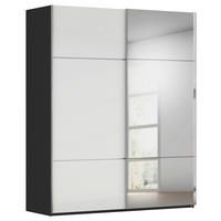 SCHWEBETÜRENSCHRANK in Schwarz, Weiss  - Chromfarben/Weiss, Konventionell, Glas/Holzwerkstoff (181/223/68cm) - Novel