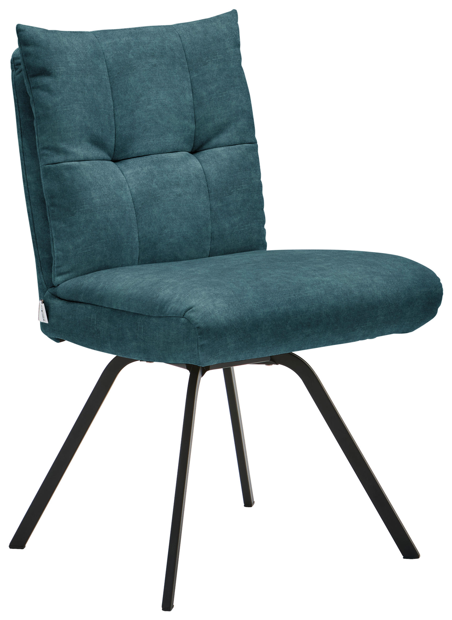 STUHL  Stoffauswahl, Typenauswahl, Gestellauswahl, Sitzfläche 180° drehbar, automatische Rückholfunktion Velours  Petrol  - Petrol/Schwarz, Design, Textil/Metall (50/84/68cm) - Welnova