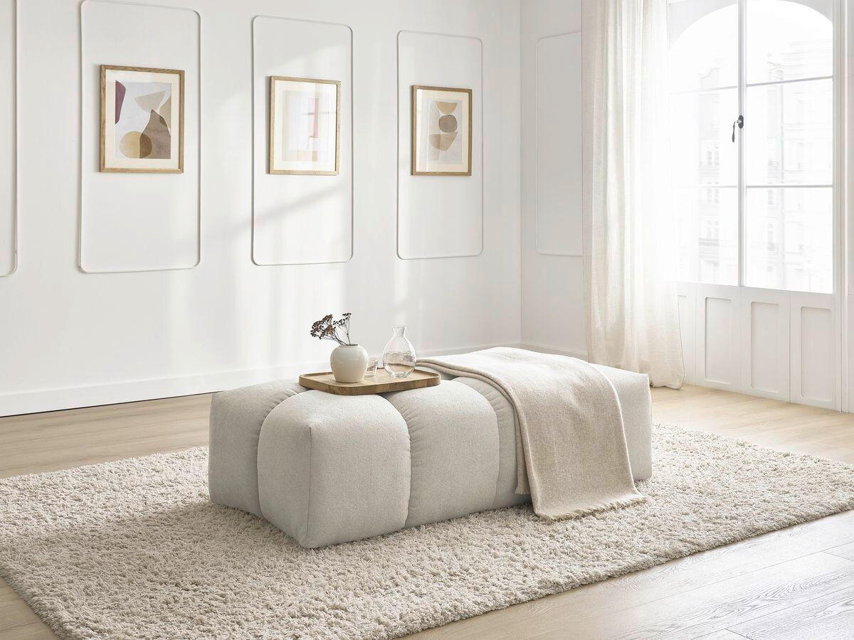 HOCKER EVEREST Struktur Beige  - Beige/Schwarz, MODERN, Kunststoff/Textil (140/70/40cm)