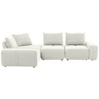ECKSOFA in Velours Creme  - Creme/Schwarz, Design, Kunststoff/Textil (236/326cm) - Xora