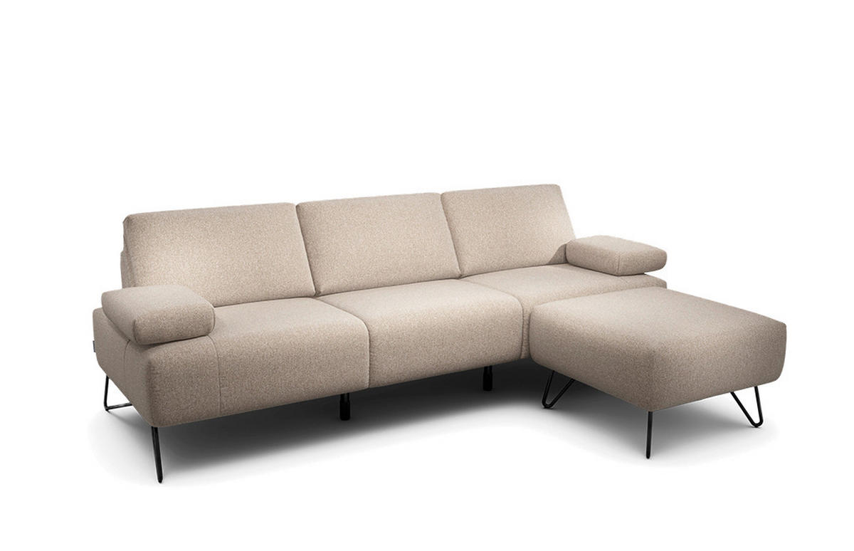 3-SITZER-SOFA Chenille Sandfarben  - Sandfarben/Schwarz, Design, Textil/Metall (234-264/85/86-94cm) - SENSOO