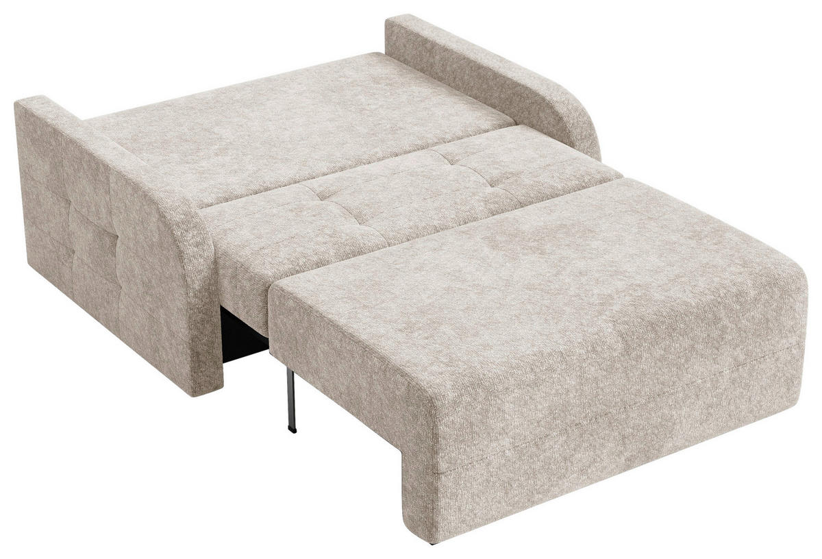 SCHLAFSOFA Chenille Creme  inkl. Bettkasten, Schlaffunktion, Rücken echt, Liegefläche im Originalstoff  - Creme/Schwarz, MODERN, Kunststoff/Textil (190/90/100cm) - Milino