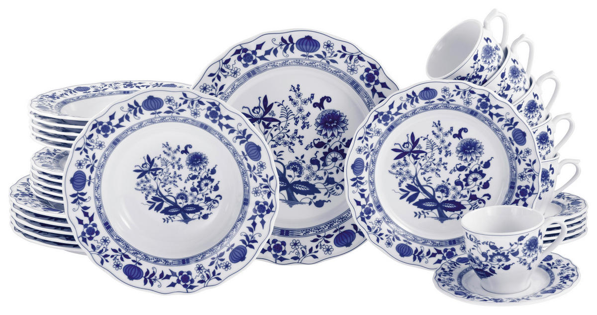 KOMBISERVICE Flora Zwiebelmuster 30-teilig  - Blau/Weiß, Design, Keramik - Creatable
