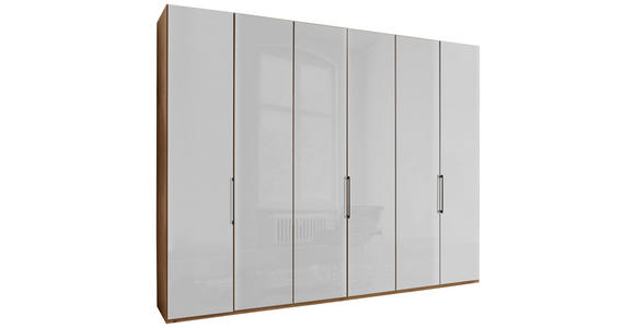 DREHTÜRENSCHRANK 300/236/58 cm,  in Weiß, Eiche Bianco, 6-türig  - Schieferfarben/Eiche Bianco, KONVENTIONELL, Glas/Holzwerkstoff (300/236/58cm) - Dieter Knoll