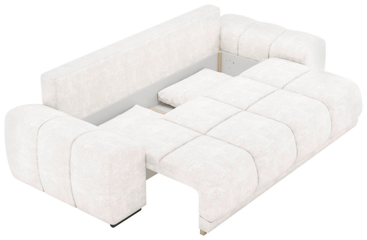 BIGSOFA Chenille Creme  - Creme/Schwarz, KONVENTIONELL, Kunststoff/Textil (266/89/104cm) - Carryhome
