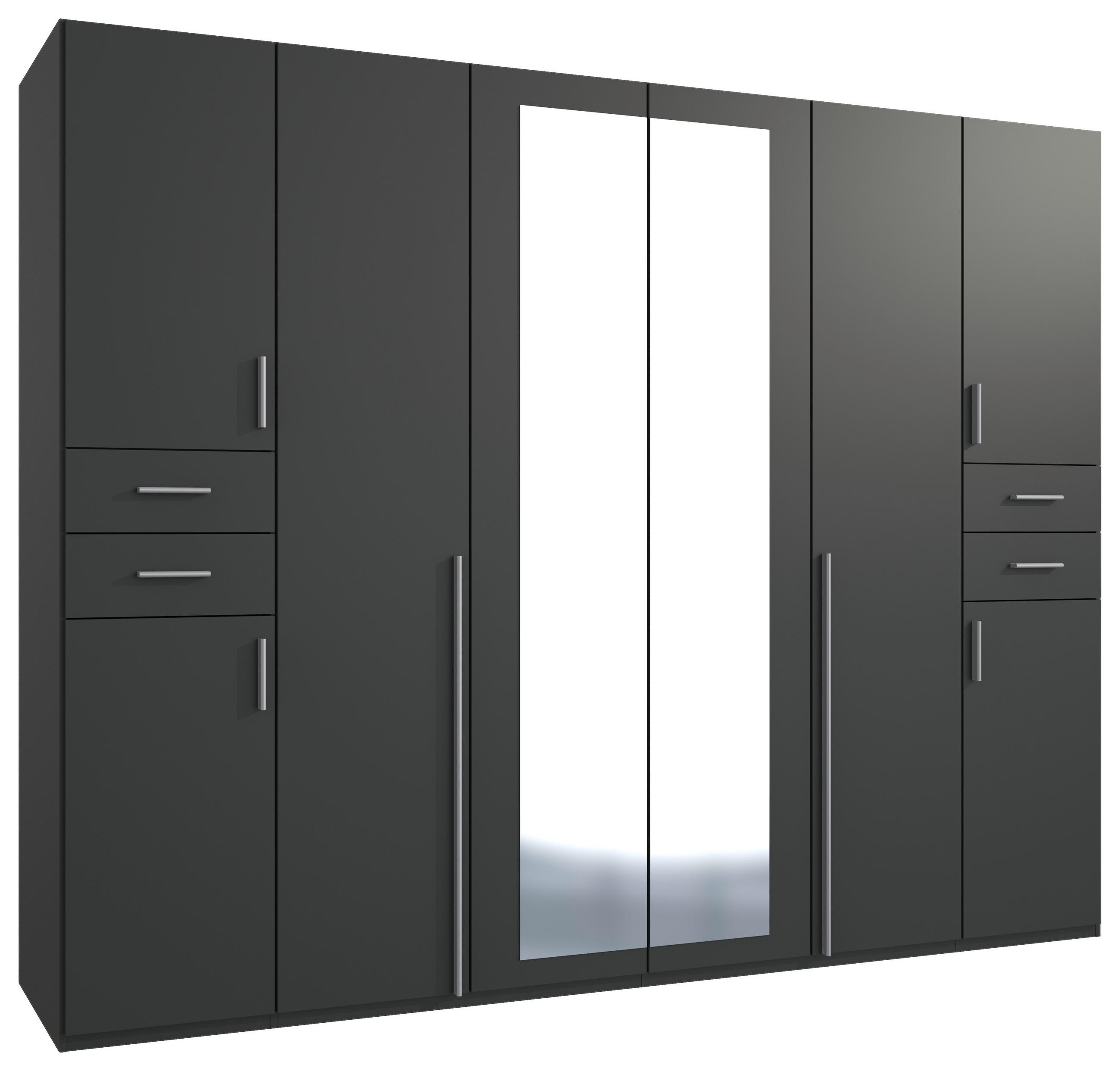 DREHTÜRENSCHRANK 270/208/58 cm 8-türig Graphitfarben  - Silberfarben/Graphitfarben, Basics, Holzwerkstoff (270/208/58cm) - MID.YOU