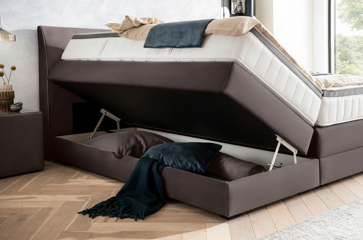 BOXSPRINGBETT 200/200 cm  in Braun, Dunkelbraun  - Wengefarben/Dunkelbraun, KONVENTIONELL, Holz/Textil (200/200cm) - Novel