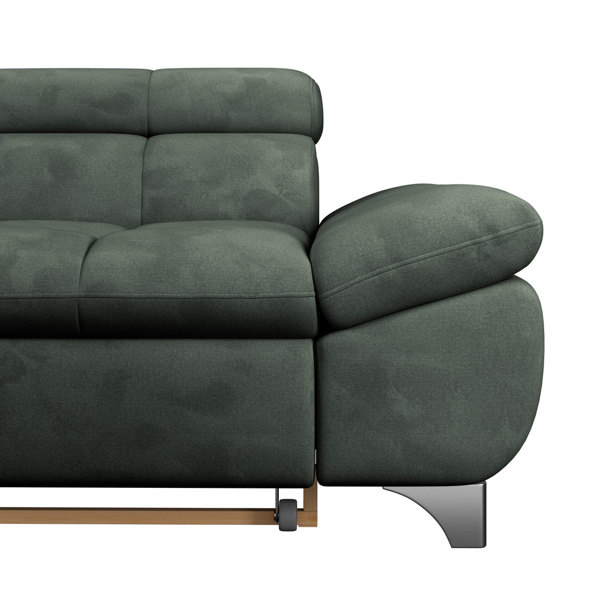 ECKSOFA Grün Chenille  - Chromfarben/Grün, KONVENTIONELL, Textil/Metall (234/312cm) - Livetastic