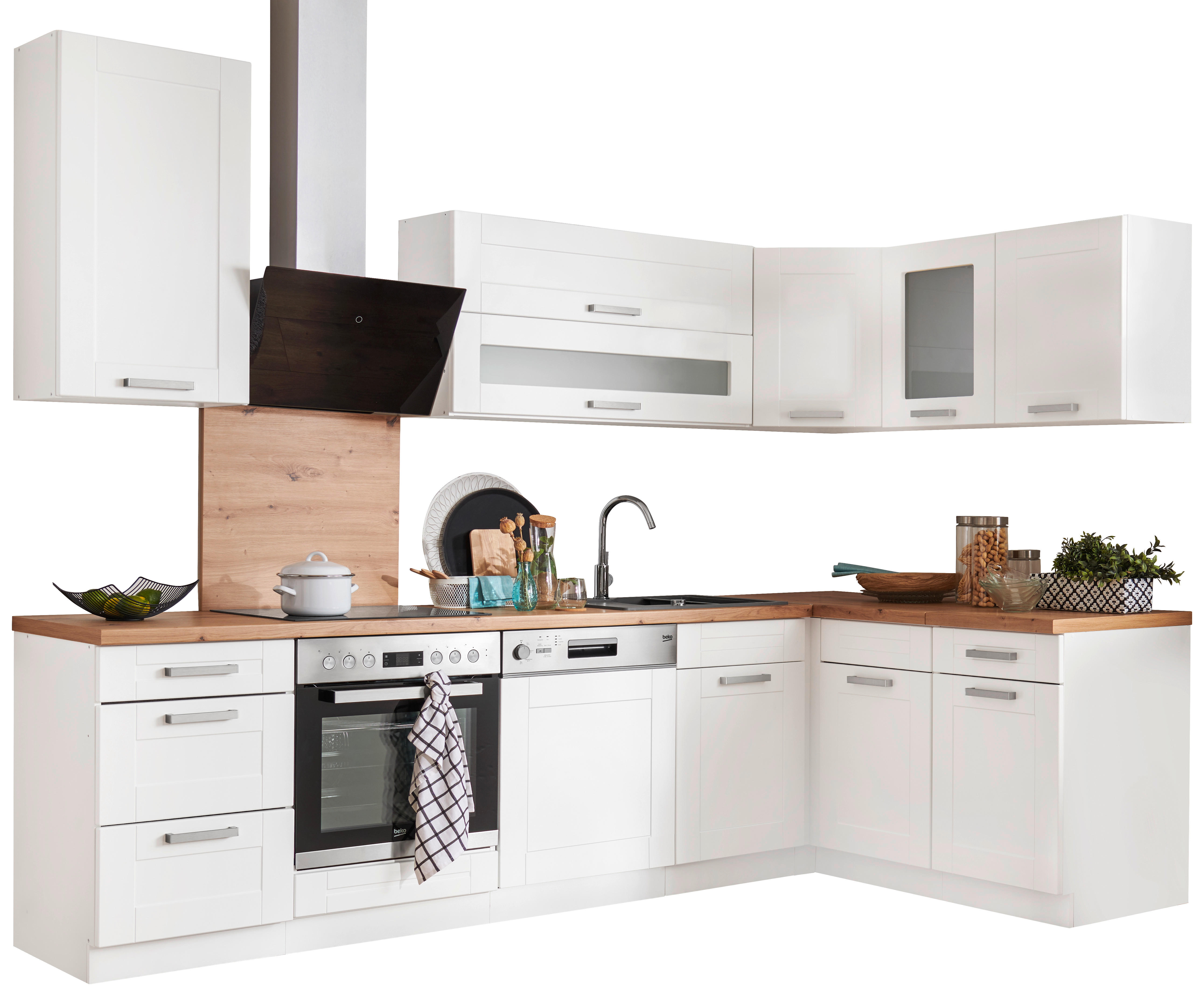 Küchenkombination Weiß   - Weiß, ROMANTIK / LANDHAUS (280/160cm) - Ondega