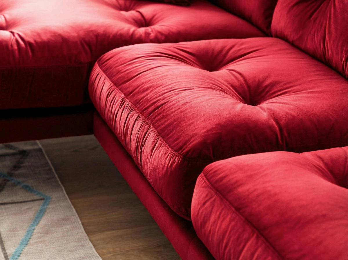 ECKSOFA Eckteil  TOKIO-REC.2S Dunkelrot Samt  - Dunkelrot, MODERN, Holz/Textil (275/157cm) - MID.YOU