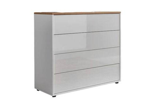 KOMMODE 79/73/33 cm  in Weiß, Eichefarben, Weiß Hochglanz  - Eichefarben/Weiß Hochglanz, MODERN, Holzwerkstoff/Kunststoff (79/73/33cm) - MID.YOU