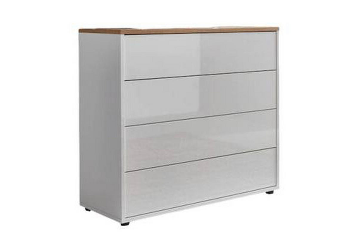 KOMMODE Mailand Typ 3  in 79/73/33 cm  - Eichefarben/Weiß Hochglanz, MODERN, Holzwerkstoff/Kunststoff (79/73/33cm) - MID.YOU