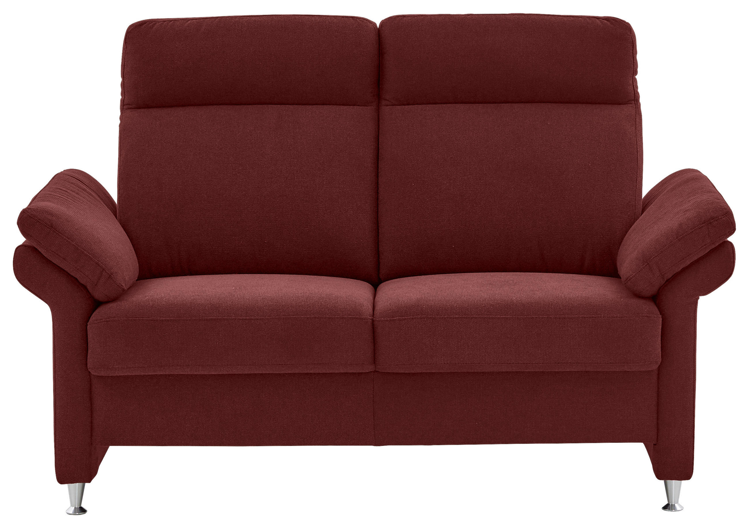 2-SITZER-SOFA Flachgewebe Bordeaux  - Bordeaux/Alufarben, MODERN, Textil/Metall (156/103/89cm) - Pure Home Comfort