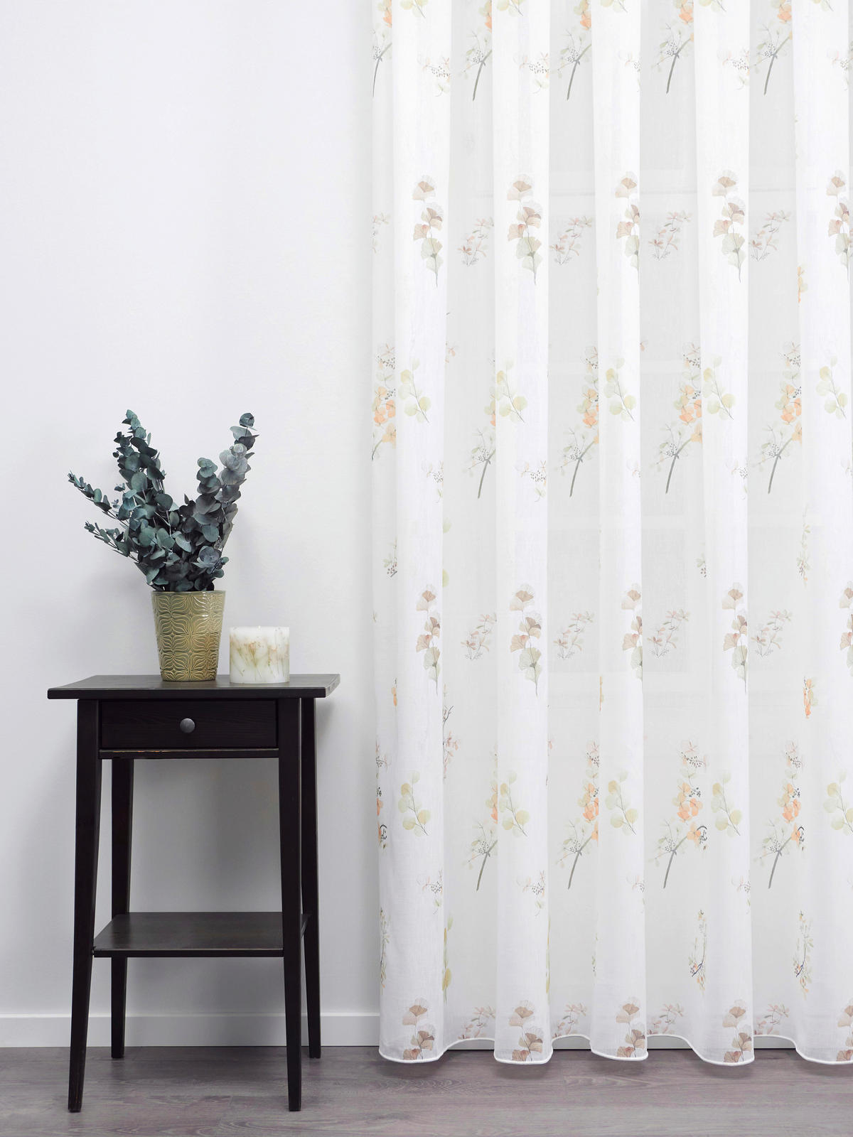 Perdea Tip Plasă  - bej/verde, Basics, textil (300cm)