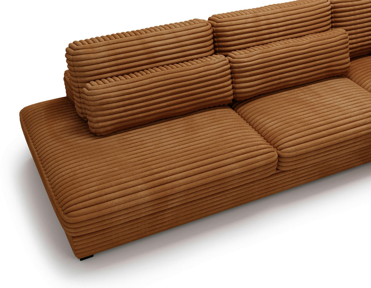 ECKSOFA in Cord, Plüsch Rostfarben  332/244 cm  - Rostfarben/Schwarz, Design, Kunststoff/Textil (332/244cm) - Livetastic