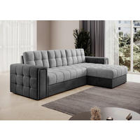 ECKSOFA Samt Hellgrau, Dunkelgrau  - Dunkelgrau/Hellgrau, Design, Kunststoff/Textil (260/150cm) - MID.YOU