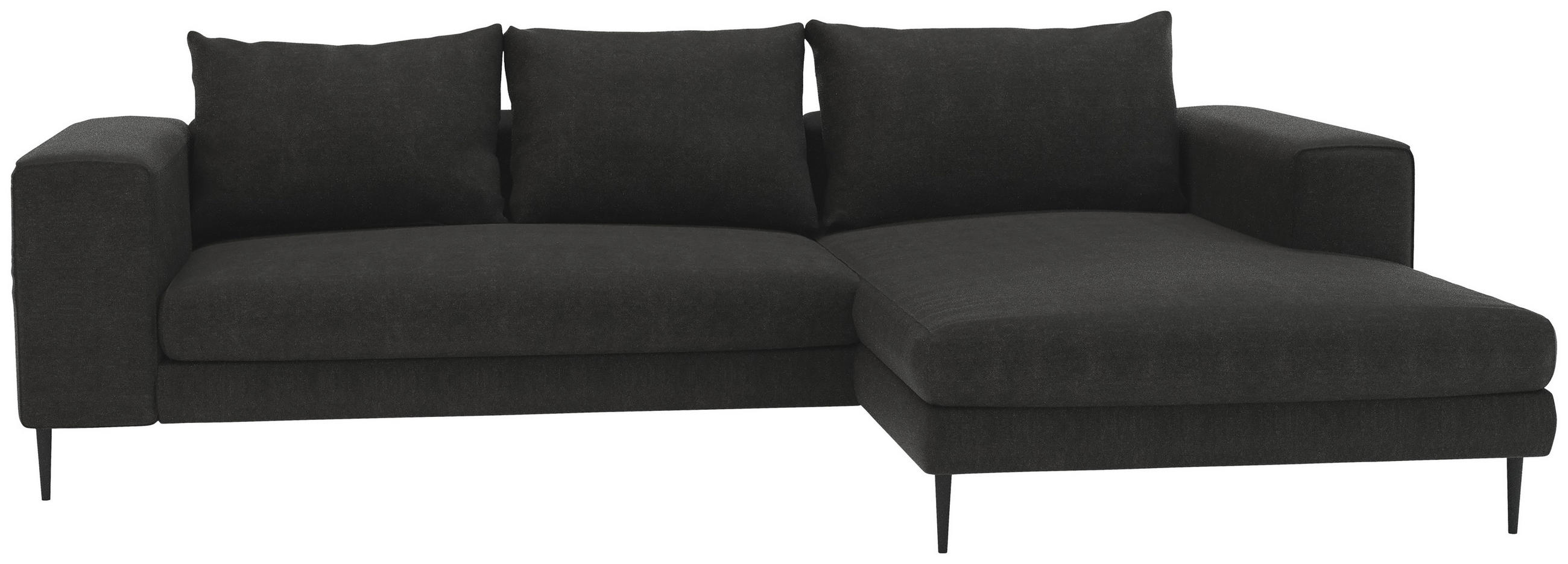 ECKSOFA Graphitfarben Struktur  - Schwarz/Graphitfarben, MODERN, Textil/Metall (275/170cm) - MID.YOU