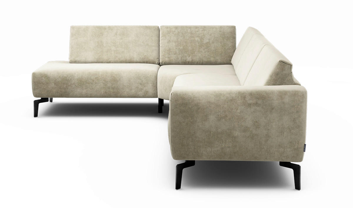 ECKSOFA Cosy Naturfarben Samt  - Schwarz/Naturfarben, Design, Textil/Metall (213/296cm) - SENSOO
