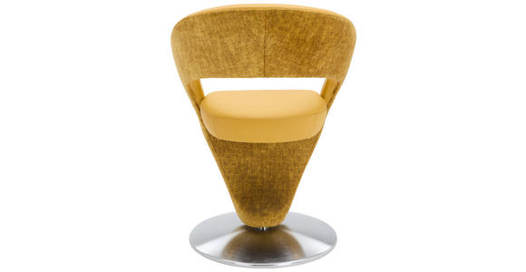 STUHL in Stahl Flachgewebe Echtleder pigmentiert Metall, Textil, Leder - Edelstahlfarben/Gelb, Design, Leder/Textil (62/86/61cm) - Moderano
