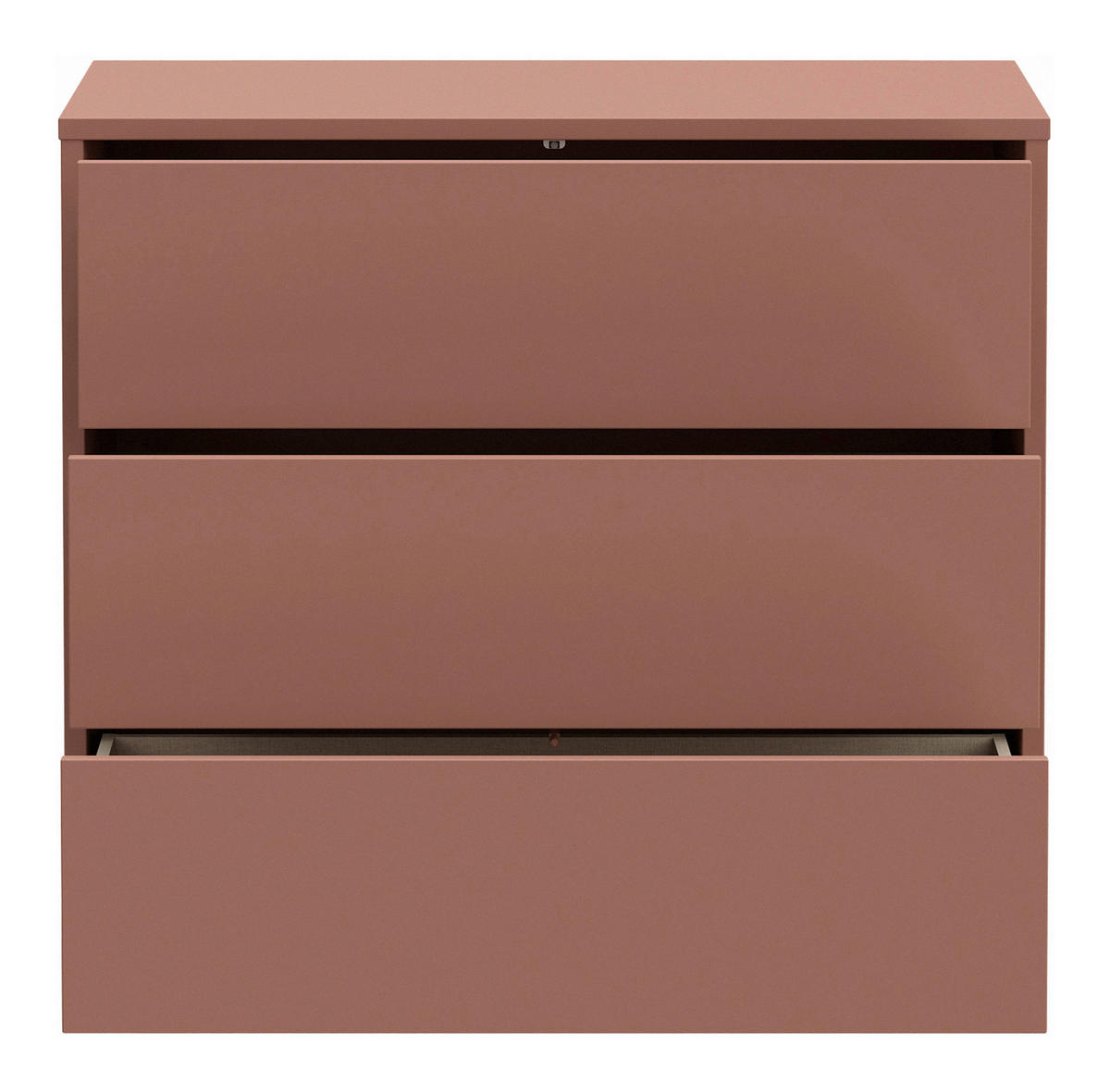 KOMMODE , 95/83/42 cm, 3 Schublade(n)  - Silberfarben/Terracotta, Trend, Holzwerkstoff/Kunststoff (95/83/42cm) - Carryhome
