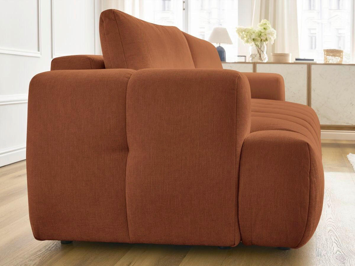 SCHLAFSOFA FUJI Leinenoptik Orange  inkl.  - Schwarz/Orange, MODERN, Kunststoff/Textil (251/113/88cm)