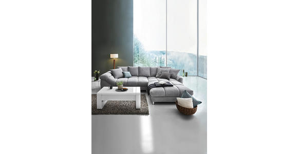 ECKSOFA Grau, Silberfarben Webstoff  - Silberfarben/Grau, Design, Textil/Metall (332/227cm) - Carryhome
