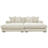 ECKSOFA  Cord Weiss  - Weiss/Schwarz, Basics, Kunststoff/Textil (285/195cm) - Livetastic