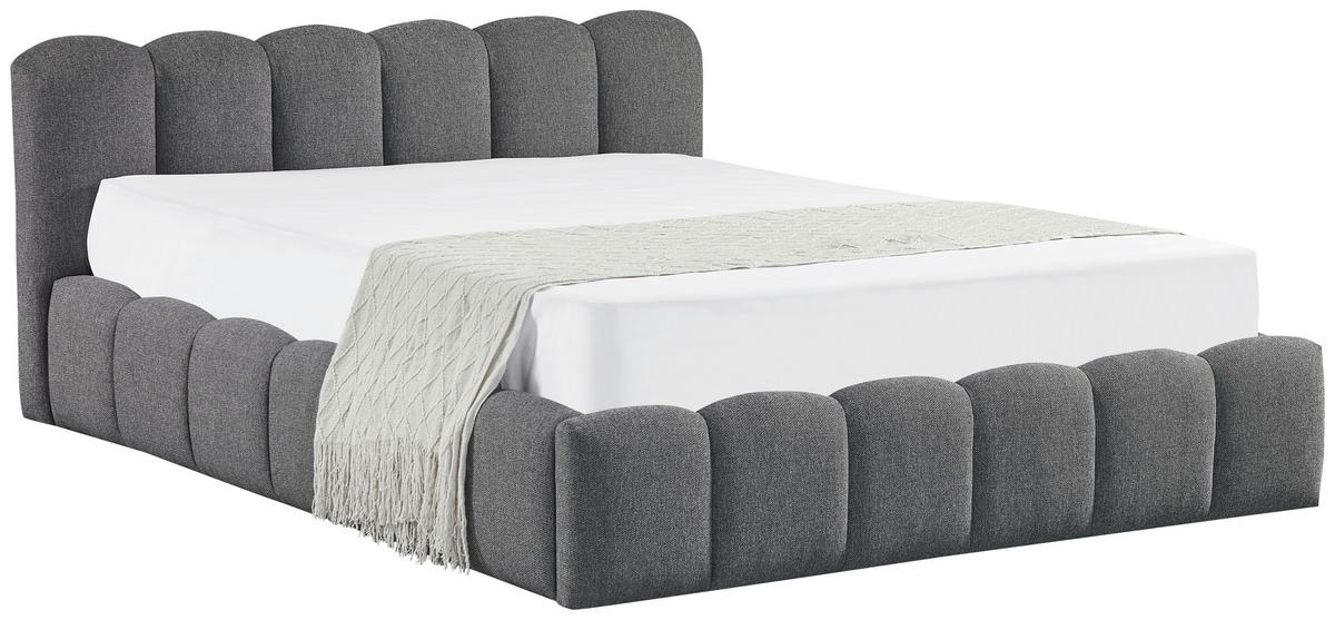 POLSTERBETT 140/200 cm  Grau  - Schwarz/Naturfarben, Modern, Holz/Kunststoff (140/200cm) - Livetastic