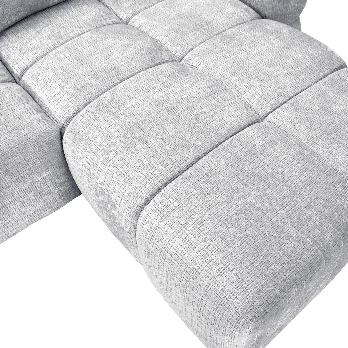 ECKSOFA Hellgrau Chenille  - Hellgrau/Schwarz, KONVENTIONELL, Kunststoff/Textil (283cm) - Carryhome