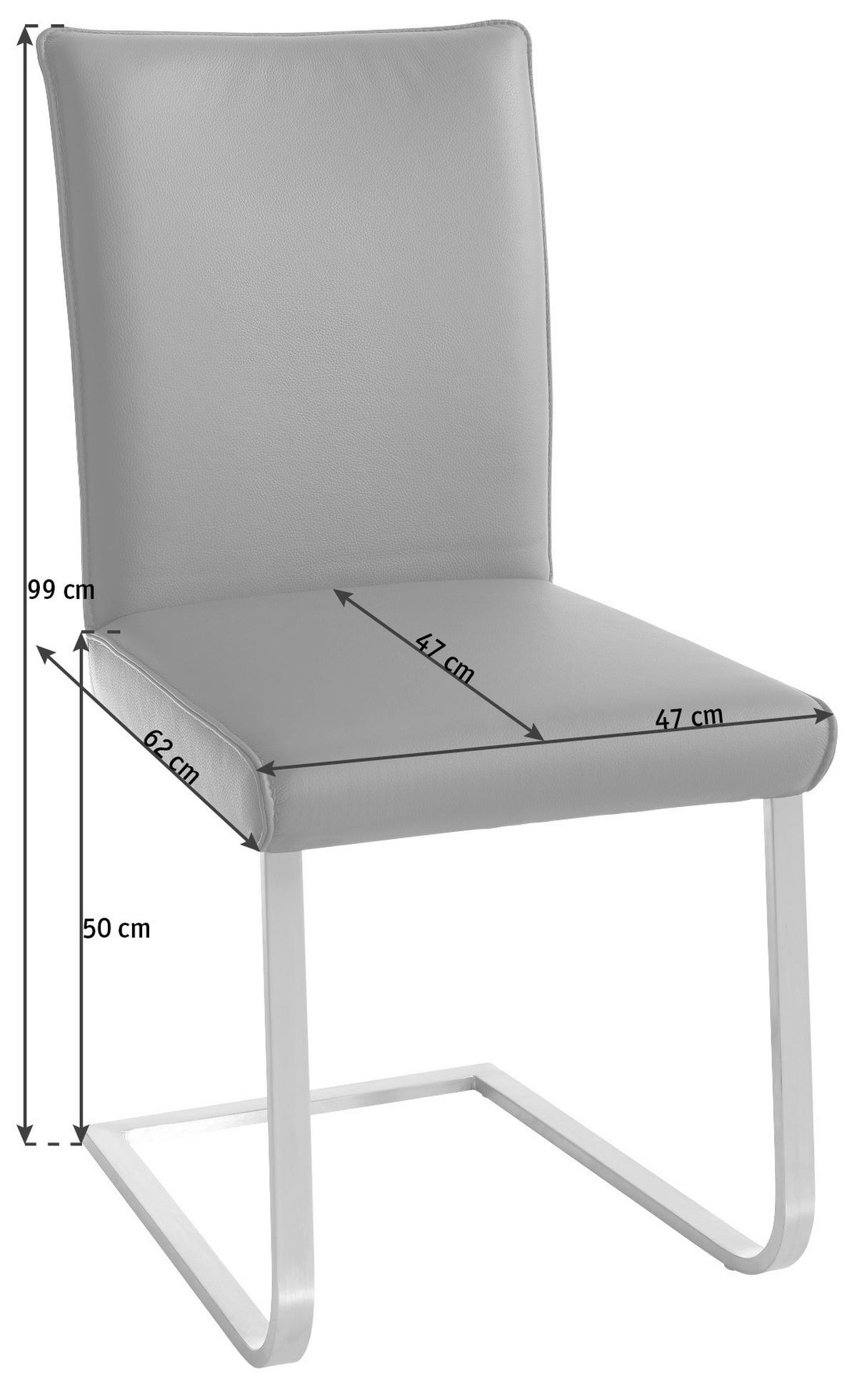 SCHWINGSTUHL  in Edelstahl Echtleder pigmentiert  - Edelstahlfarben/Grün, Design, Leder/Metall (47/99/62cm) - Moderano