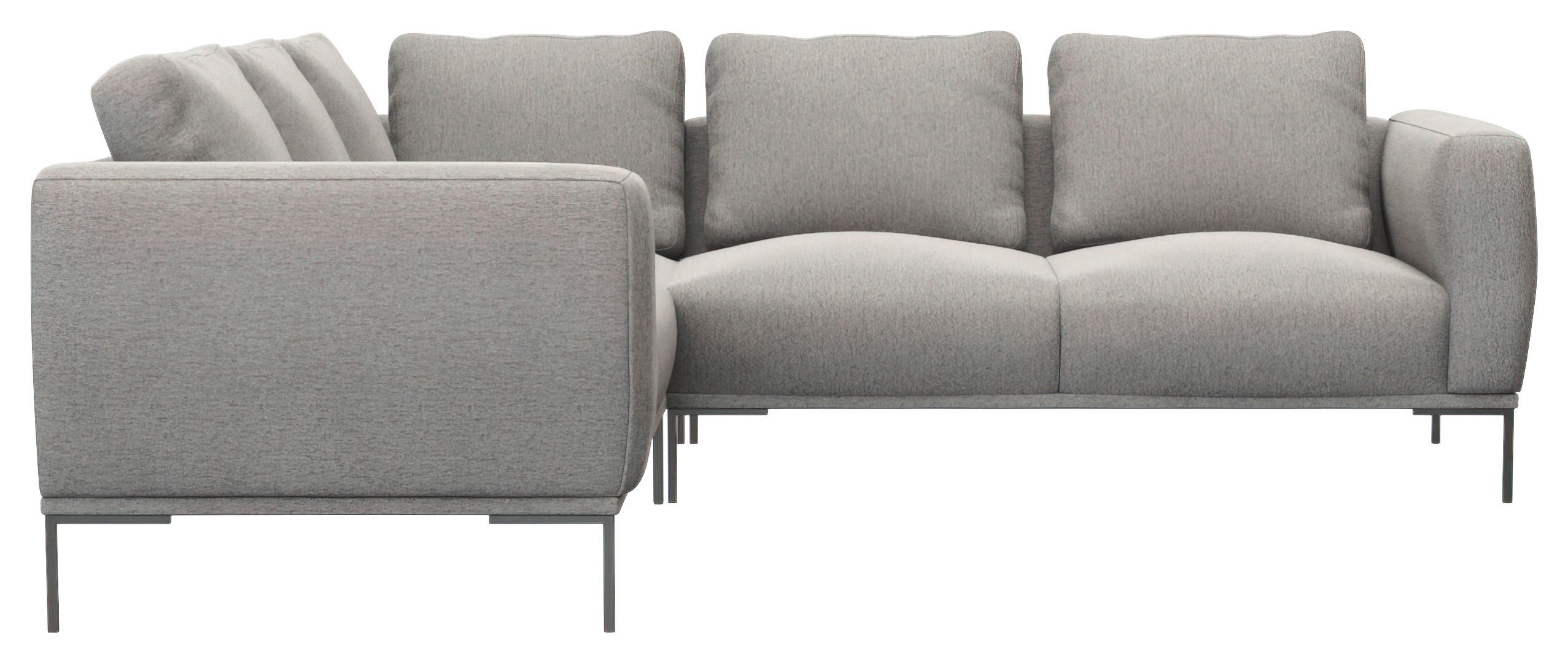 ECKSOFA Grau Webstoff, Flachgewebe  - Schwarz/Grau, Design, Textil/Metall (219/252cm) - Livetastic